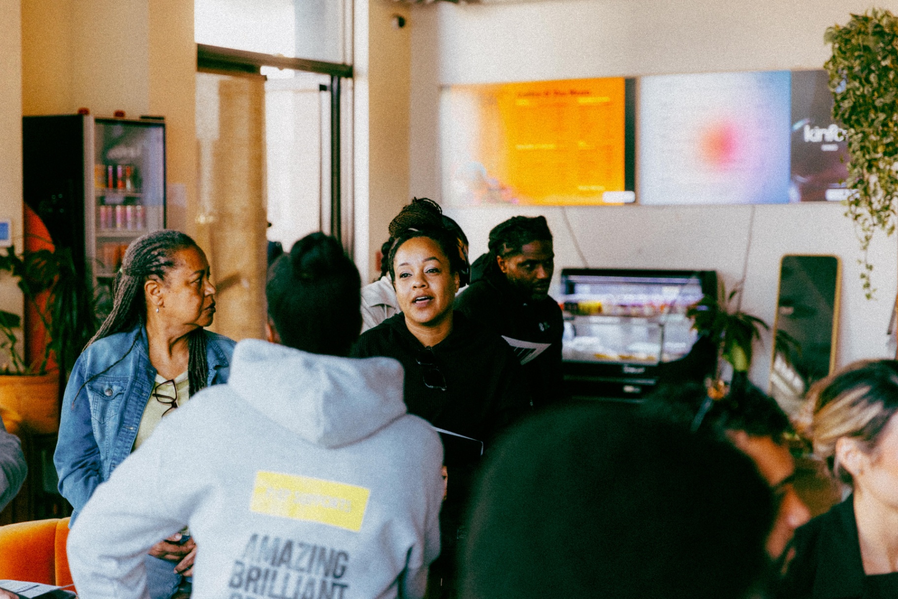 A community member speaks during a gathering.
